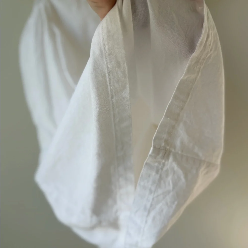 Altar'd State Size Medium White Puff Sleeve Cutout Mini Dress Linen Blend Lined